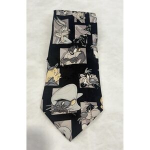 Vintage 1995 Looney Tunes Mania Character Tie Bugs Bunny Cartoon Retro Polyester